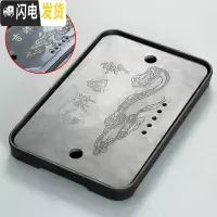 三维工匠变色茶盘套装家用陶瓷储水干泡盘茶台简约客厅茶托迷你长方形托盘 黑色大号(如意)可变色3624cm茶具