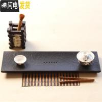 三维工匠乌金石茶盘整块黑金石茶台大号小号茶具套装家用简约排水功夫茶海 35cm*35cm*3cm