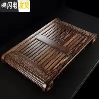 三维工匠功夫茶具配件抽屉式家用排水茶盘实木大号小号储水茶托盘茶海 非洲鸡翅如意茶盘(54*34.5*6cm)储水排水双用
