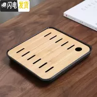三维工匠简约功夫茶具竹茶盘家用日式储水圆形托盘大小茶台全密胺干泡盘B 全密胺小正方直线黑茶盘
