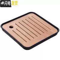 三维工匠家用简约储水式茶盘密胺沥水小号客厅一人用日式茶具托盘竹干泡台 20*20正方形黑色