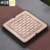 三维工匠家用简约储水式茶盘密胺沥水小号客厅一人用日式茶具托盘竹干泡台 28*28*4.2CM黑.白注明黑白
