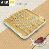 三维工匠简约功夫茶具茶盘家用小型托盘沥水密胺干泡小茶台日式仿竹制茶盘 大号密胺双用方盘(送排水球)