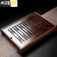 三维工匠九竹新款胡桃色竹制茶盘家用储水茶海茶台简约大小号功夫茶具套装 大盛水(胡桃色)
