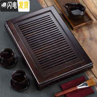 三维工匠泡茶干泡实木黑檀木小茶盘托盘功夫茶具茶托家用沥水茶台茶海整块 黑檀小号茶道40*26*5不送水桶