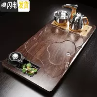 三维工匠实木茶盘功夫茶具套装家用茶台办公室排水整套全自动大号茶海一体 款式1流水生财茶盘