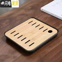 三维工匠家用简约功夫茶具茶盘套装迷你储水密胺干泡小茶台日式竹制茶托盘 全密胺小正方直线黑茶盘