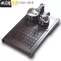 三维工匠实木鸡翅木茶盘茶具套装茶台茶海排水黑檀红木抽屉式功夫茶托 黑檀木优雅70*42