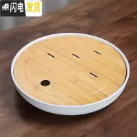 三维工匠家用简约功夫茶具茶盘套装迷你储水密胺干泡小茶台日式竹制茶托盘 全密胺行云白茶盘