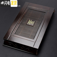 三维工匠实木抽屉式排水家用茶盘大号功夫茶具配件小号储水茶托盘茶海811 孔明(棕色)