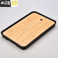 三维工匠简约日式长方形茶盘竹制托盘小大号木质有耳盘茶台配件功夫茶具C 密胺中长方水滴黑茶盘36cm