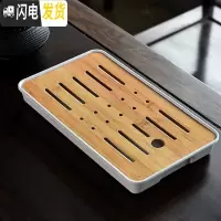 三维工匠简约日式长方形茶盘竹制托盘小大号木质有耳盘茶台配件功夫茶具C 中长方白茶盘32cm(全密胺)