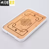 三维工匠家用小型迷你实木茶盘托盘沥水储水陶瓷功夫茶具茶海茶台干泡盘C 密胺大长方四方白茶盘36cm