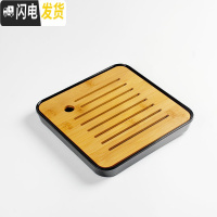 三维工匠茶具日式竹制密胺干泡茶盘仿陶瓷圆形功夫茶盘茶海小托盘 [线条正方黑]茶盘