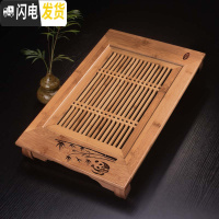 三维工匠竹子竹茶盘家用简约客厅竹制小茶台水管排水功夫茶具托盘沥水大号 恋竹47*30.5*7