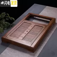 三维工匠鸡翅木茶盘实木家用套装整套全自动一体电磁炉茶具办公室会客 上善若水(77.5*45CM)无电热炉