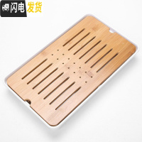 三维工匠密胺干泡盘功夫茶具茶盘简约家用迷你储水日式竹制茶托盘 密胺盘[32cm白]长方云端