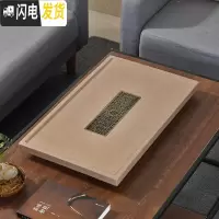 三维工匠中式简约家用办公长方形茶盘科技石小型茶台排水托盘茶海仿乌金石 米黄-铜曦50×30茶具