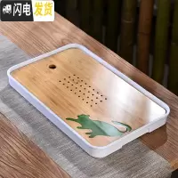 三维工匠密胺小型迷你家用陶瓷功夫茶具茶托盘沥水一人用茶台储水干泡盘C 密胺中长方逗猫白茶盘36cm