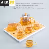 三维工匠茶盘功夫茶具套装家用简约玻璃茶壶日式储水小茶台竹木制客厅托盘 听云小号茶盘+B款壶一壶四杯