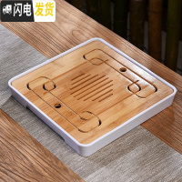 三维工匠密胺小型迷你家用陶瓷功夫茶具茶托盘沥水一人用茶台储水干泡盘C 密胺大正方四方白茶盘28cm