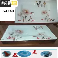 三维工匠2020家用玻璃茶盘长方形钢化玻璃茶盘套装茶台茶海盘陶瓷琉璃 精品家和64X40木茶具