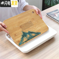 三维工匠陶瓷圆形茶盘简约功夫茶具家用排储水茶海日式竹托盘干泡盘小茶台 远山茶盘-排水储水双用(白色)