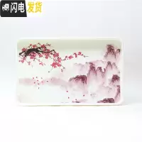 三维工匠托盘长方形水杯盘美耐瓷水果盘家用点心盘仿瓷密胺茶盘骨碟零食盘 古典山水中号30*宽19*高2.5cm