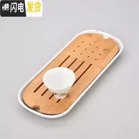 三维工匠密胺干泡茶盘家用简约功夫茶具套装迷你储水茶台日式竹制茶托盘A 密胺扁舟白茶盘送品茗杯