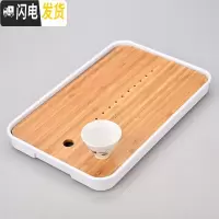 三维工匠密胺干泡茶盘家用简约功夫茶具套装迷你储水茶台日式竹制茶托盘A 密胺中长方水滴白茶盘36cm送品茗杯