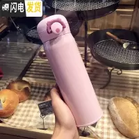 三维工匠简约韩版小清新保温杯文艺女学生情侣不锈钢水杯便携创意潮流杯子 [大号]纯色粉色送杯刷