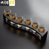 三维工匠白酒杯玻璃酒具套装杯架家用创意洋酒杯鸡尾酒烈酒小一口杯子弹杯 黑6孔S架+子弹杯