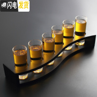 三维工匠白酒杯玻璃酒具套装杯架家用创意洋酒杯鸡尾酒烈酒小一口杯子弹杯 黑6孔S架+直筒杯