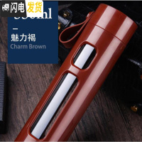 三维工匠大容量玻璃水杯男创意防摔双层保温杯便携夏天个性潮流茶水分离杯 级款魅力褐-550