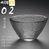 三维工匠日式锤纹玻璃杯功夫茶杯小杯子品茗杯耐热水晶透明茶具单杯主人碗 高斗笠杯