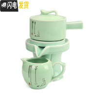 三维工匠石磨半自动功夫茶具套装陶瓷家用创意简约懒人泡茶器防烫茶壶茶海 青瓷禅茶配公道杯