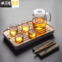 三维工匠茶壶玻璃泡茶壶透明带过滤茶漏茶壶花茶壶耐热立式内胆煮茶具套装 玻璃龙胆煮茶壶——大号茶盘套装8入