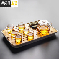 三维工匠茶壶玻璃泡茶壶透明带过滤茶漏茶壶花茶壶耐热立式内胆煮茶具套装 玻璃龙胆煮茶壶——小号茶盘套装10入