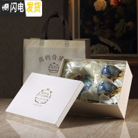 三维工匠梦幻之蓝 田园风下午红茶杯欧式骨瓷咖啡杯创意复古金边杯碟 梦幻之蓝2杯碟勺含架(礼盒装)咖啡器具