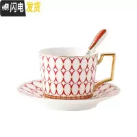 三维工匠欧式金边咖啡杯碟精致咖啡杯套装小英式下午茶杯子花茶红茶杯 红(杯碟勺)金粉年华咖啡器具