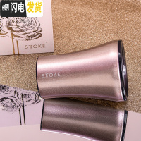 三维工匠双层保温水杯车载不锈钢便携咖啡杯随行杯带盖随身陶瓷杯子 玫瑰金-227免费刻字咖啡器具