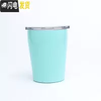 三维工匠304不锈钢双层儿童水杯牛奶杯幼儿园小学生防摔吸管带盖咖啡杯子 淡蓝色260咖啡器具