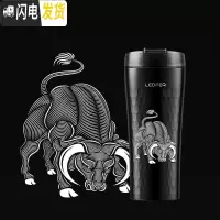 三维工匠旗舰店保温咖啡杯马克杯黑色磨砂有盖弹跳杯子水杯 璀璨黑470牛魔咖啡器具