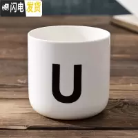 三维工匠陶瓷北欧英文字母创意姓氏咖啡厅装饰无手柄情侣漱口马克茶is水杯 字母杯:U款[级款]咖啡器具