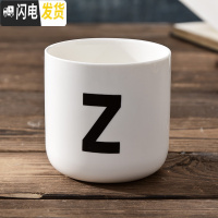 三维工匠陶瓷北欧英文字母创意姓氏咖啡厅装饰无手柄情侣漱口马克茶is水杯 黑色字母杯:Z款咖啡器具