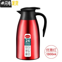 三维工匠保温瓶家用玻璃内胆大容量热水瓶宿舍不锈钢暖热水壶欧式保温壶 红色-1.3