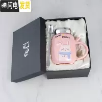 三维工匠韩版潮流超萌粉红兔杯子陶瓷带盖勺马克杯咖啡牛奶杯情侣水杯创意 T字开头萌兔杯礼盒装咖啡器具