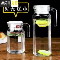 三维工匠耐热玻璃冷水壶家用可高温凉水壶果汁扎壶防爆大容量凉水杯 八角1.1送小的0.5
