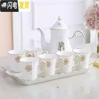三维工匠陶瓷水杯家用套装杯具杯子套杯欧式客厅水具茶具茶壶茶杯简约套装 唯美蒲公英一壶六杯一陶瓷盘