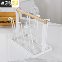 三维工匠水杯成套杯子套装家用客厅欧式陶瓷冷水壶水具整套简约个性6杯1套 白色横款杯架